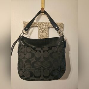 Coach Black and Gray Signature Shoulder Bag